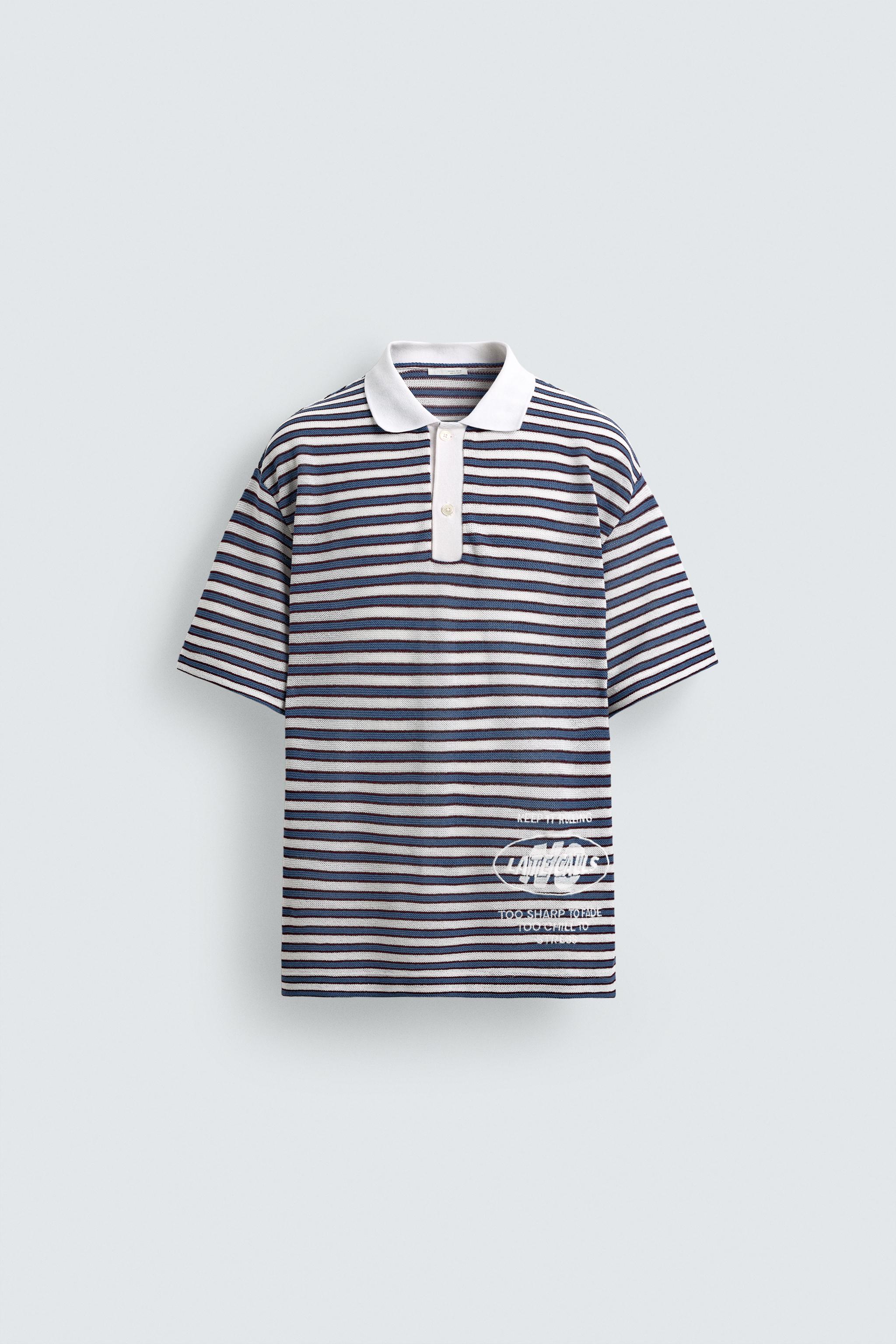 EMBROIDERED STRIPED JACQUARD POLO